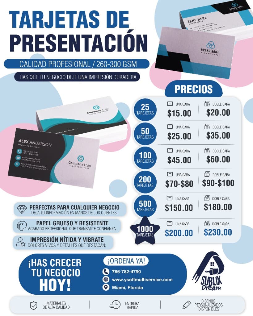 Tarjetas de presentacion en promocion